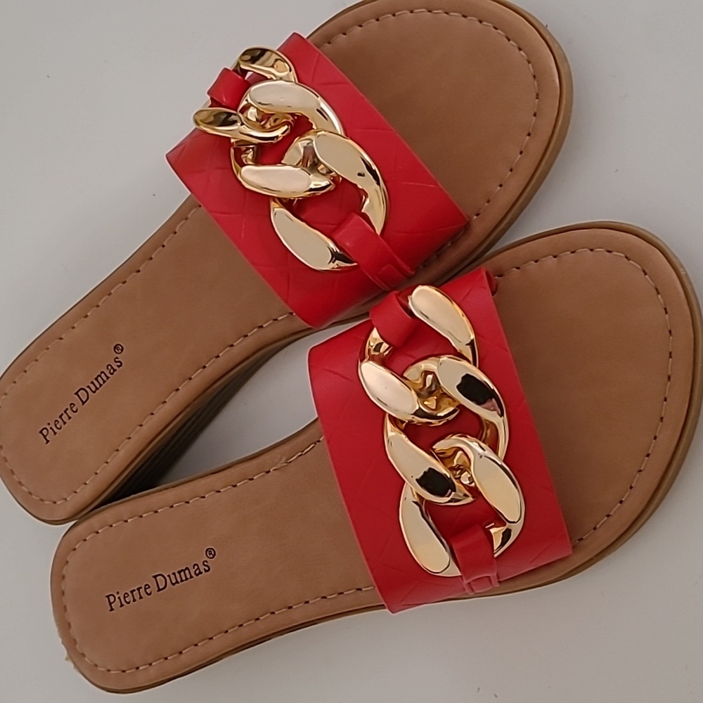 Pierre Dumas Red Roya-2 Chain Link Slide Sandals
